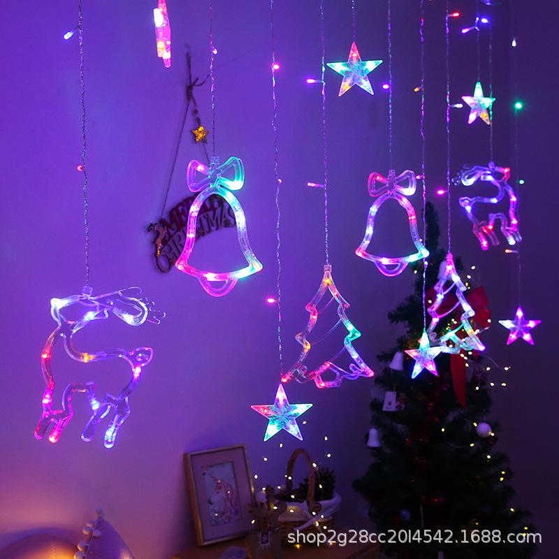 LED Moon & Star Curtain Lights, Waterproof Outdoor String Lights for Holiday and Room Décor