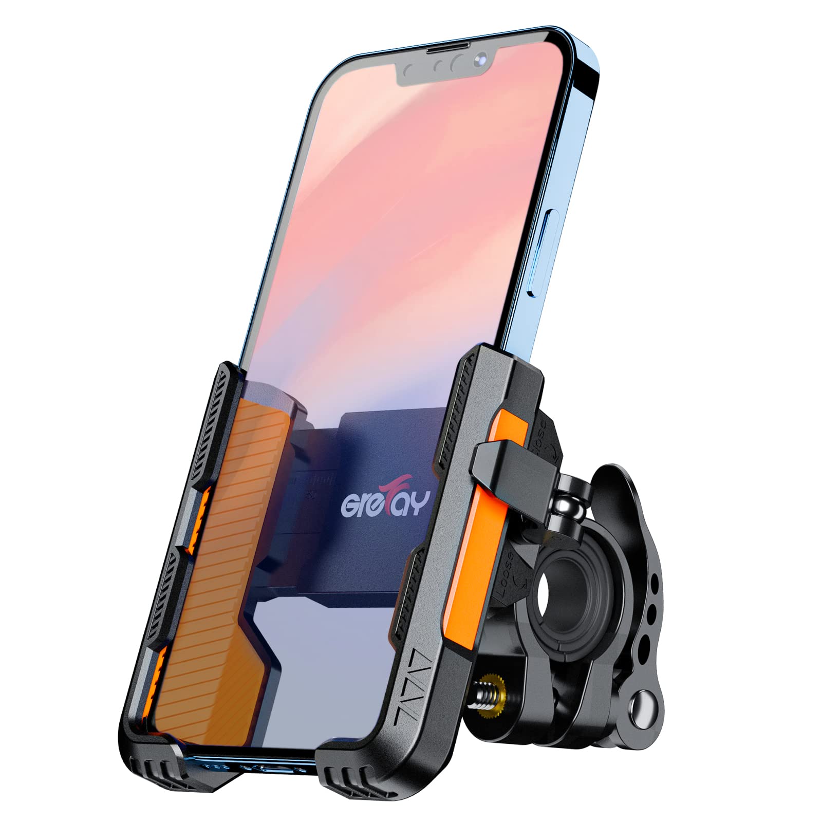 

Grefay Bicycle Smartphone Operation Quick Bike Phone Mount Stand for Motorcycles and and Compatible with Diameter and Scooter Compatible with iPhone оранжевый