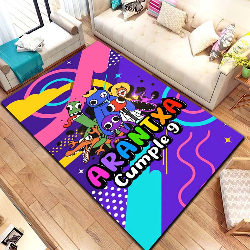 R Rainbows Friends Spielcharakter Druck Teppich rutschfest weich Boden Teppich Spielzimmer Schlafzimmer Geschenk Innen Wohnkultur