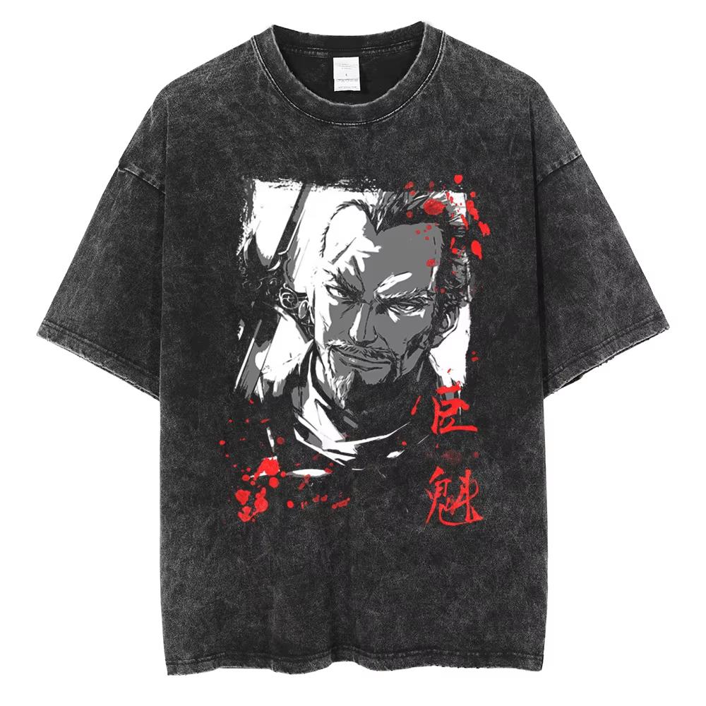 Vinland Saga Manga T Shirt For Men Women Tshirt Washed Cotton Tshirt Clothing Summer Short Sleeve Oneck Tees Streetwear Top