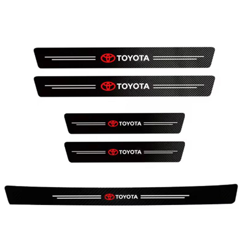 Carbon fiber protective stickers for car door sill side anti step bumpers For Toyota Hilux Aygo Yaris Ractis Corolla Camry CHR