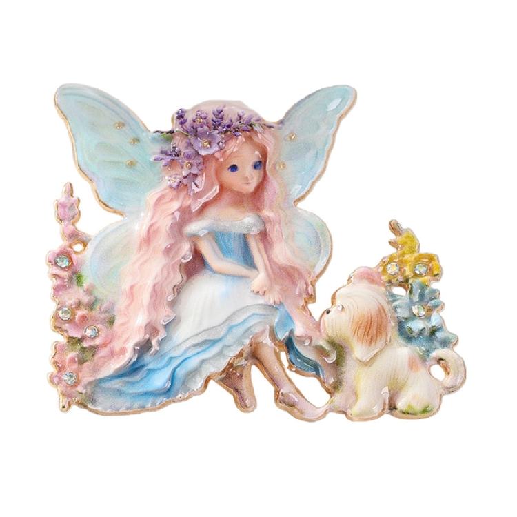 

Perfect Gift Cartoon Girl Brooch Lovely Dog Accent Badge Pin Birthdays Holidays Loved People Present синий