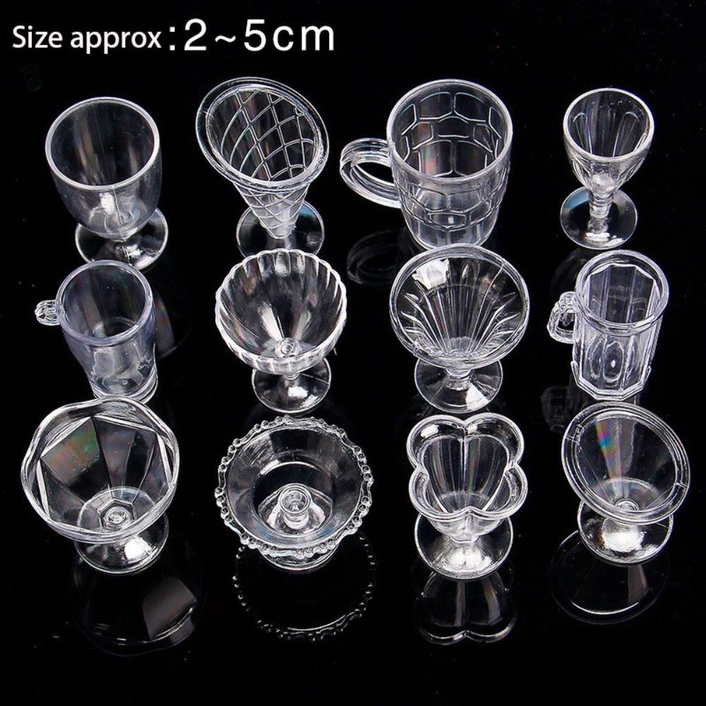 12pcs/lot Plastic Model Dollhouse Mini Cup Ice Cream Bowl Dollhouse Accessories