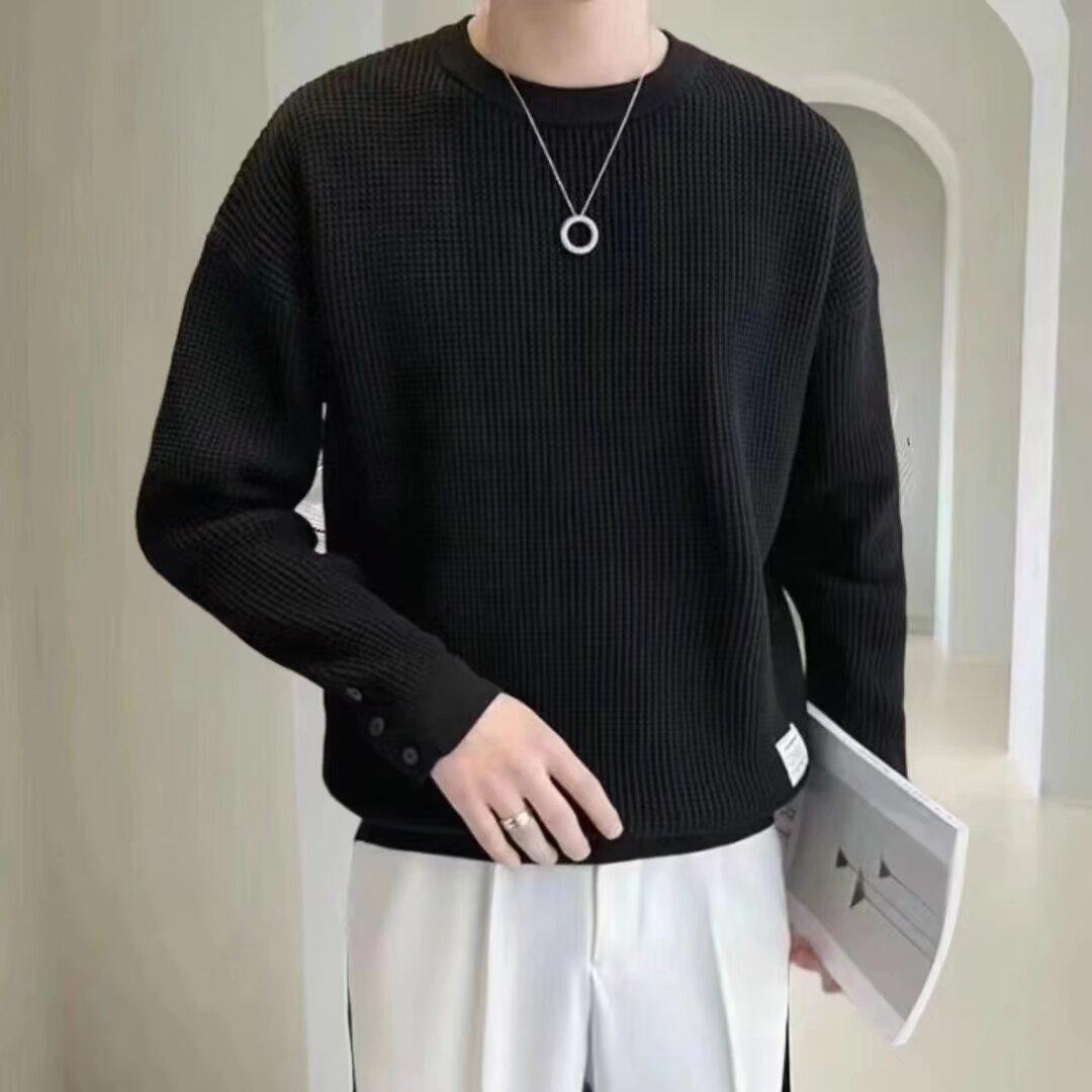 

Весна 2024 мужской свитер пэчворк разных цветов приятная для кожи ткань модный универсальный топ повседневная рубашка с длинными рукавами 3XL чёрный