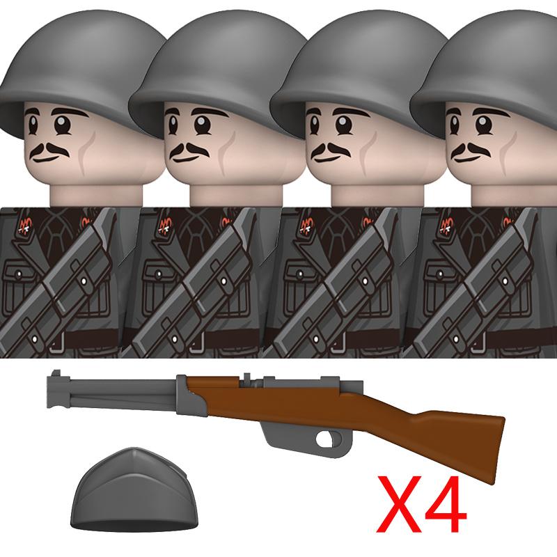 Non-Toxic Ww2 French Military Soldeirs Building Blocks Italy Warrior Italian Infantry Officer Gun Helmet Army War Weapon Bricks Toys Gift
