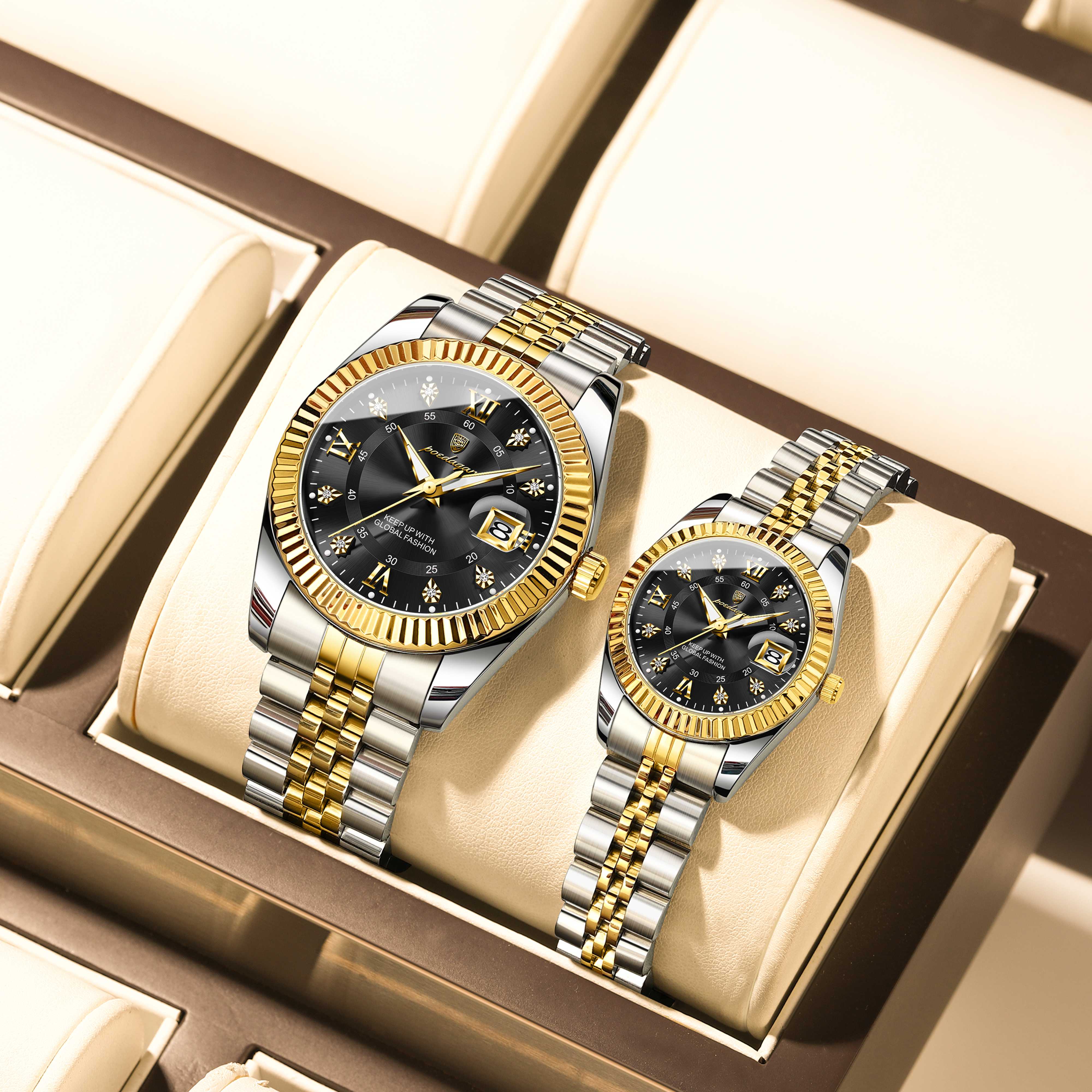 POEDAGAR Top Luxury Couple`s Watches Luminous