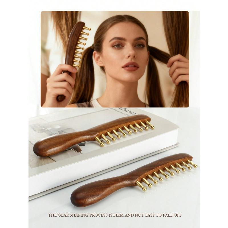 1pc Wide-Tooth Comb, Long Handle Large Round Teeth Scalp Massage Brush, Suitable For Curly & Straight Hair Styling Tool