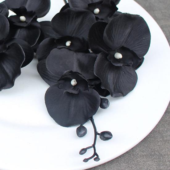 Kunstig blomst Simulering Floral Stoff Svart Phalaenopsis Falsk Blomst for Hjemmet