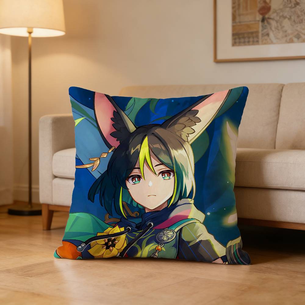 T-Tighnari G-Genshin Impact Pillow Case Pattern Printed Pillowcase For Living Room Sofa Cushion Cover