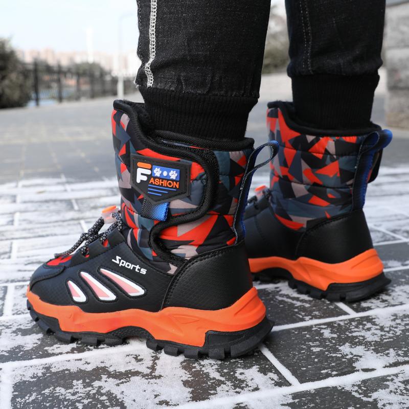 Детская зимняя плюшевая теплая спортивная обувь с высоким берцем из хлопка — фото 16