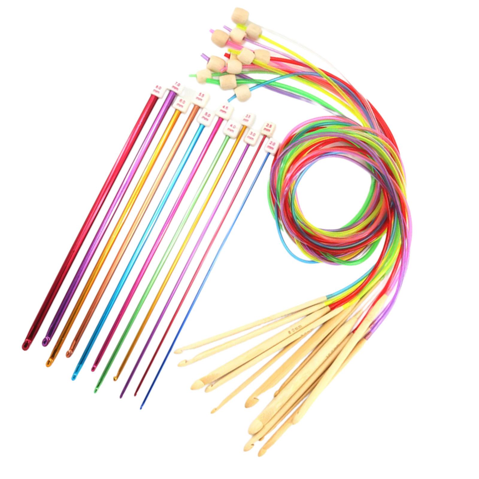 

23 шт. Тунисский крючок для вязания с тросиком Набор афганских крючков 2,0-8,0 мм Спица для вязания шарфов, ковров, свитеров