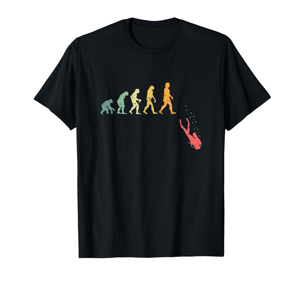 Funny Retro Scuba Diver T-Shirt - Human Evolution, Scuba Diving, Outdoor Hobbies, Surprise Gift