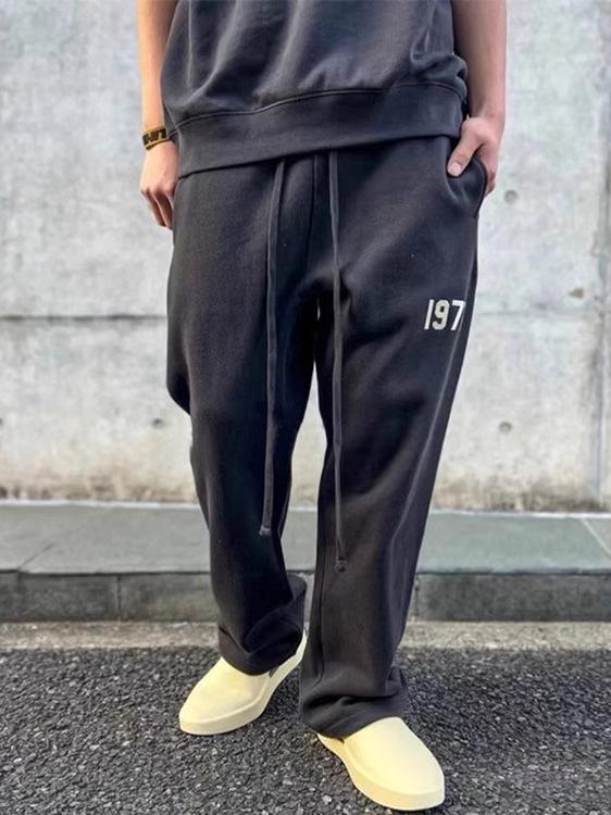 ESSENTIALS 1977 FOG Pantaloni Sportivi Casual Larghi alla Moda High Street con Velluto