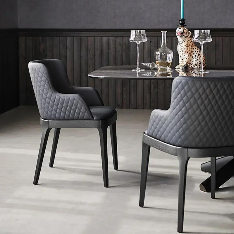 European Leisure Armchair Solid Wood Foot Leather Living Room Chairs Home Furniture Nordic Lazy Sofa Chair Balcony Dining Chairs