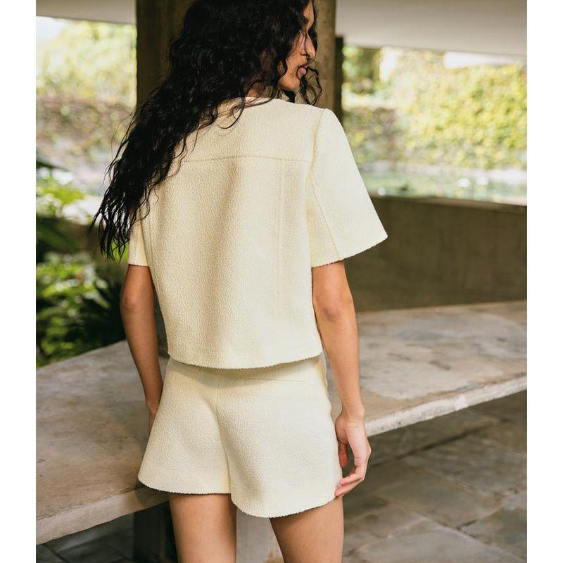 Women clothes Texture Short sleeve Blazers 3392100 Gold Decorated Row Button Texture Casual Shorts 3586100