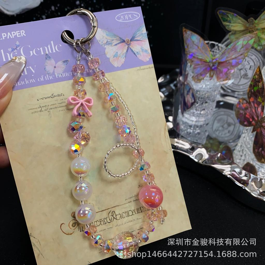 New Phone Chain Cute Bowknot Hanging Chain USB Flash Drive Phone Lanyard Wrist Style High-end Blind Box Phone Chain