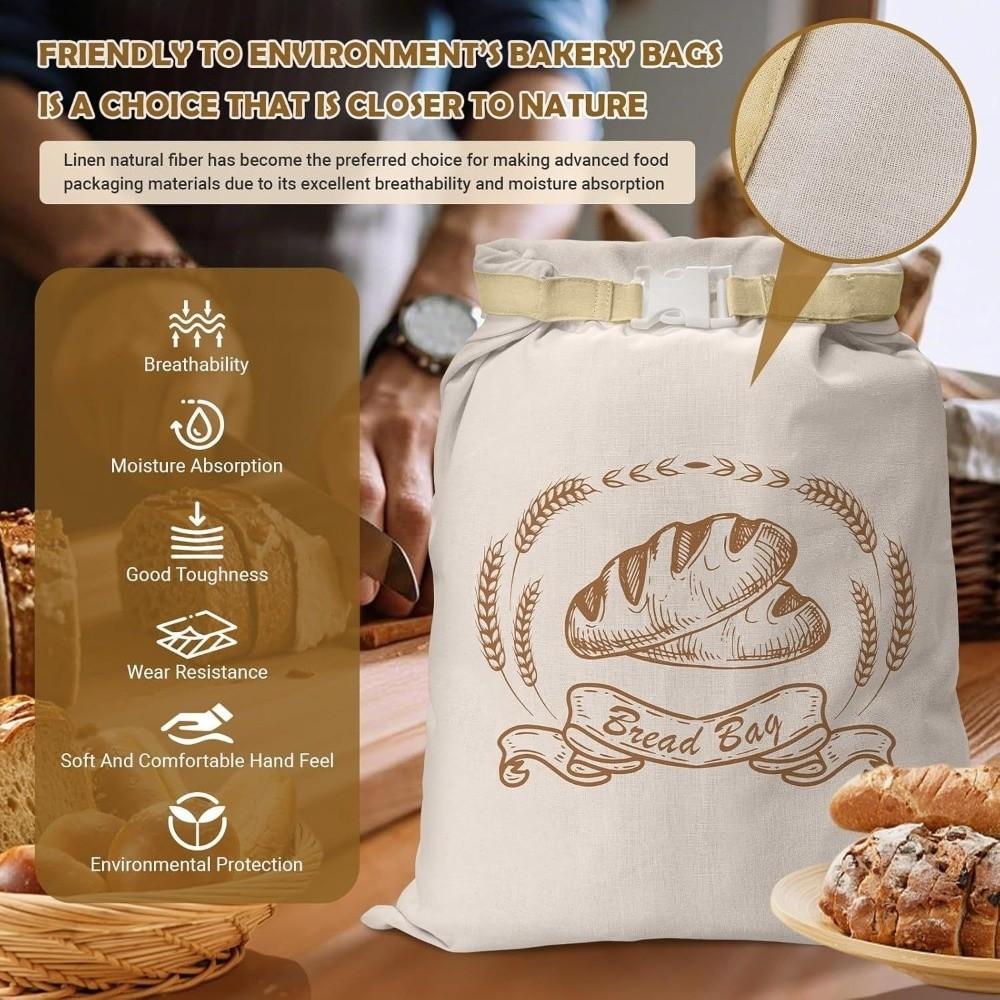 1PC 43*33cm Beeswax Bread Bags Reusable Cotton Fresh-Keeping Bread Bags Portable Beeswax Coated Sourdough Bread Bags