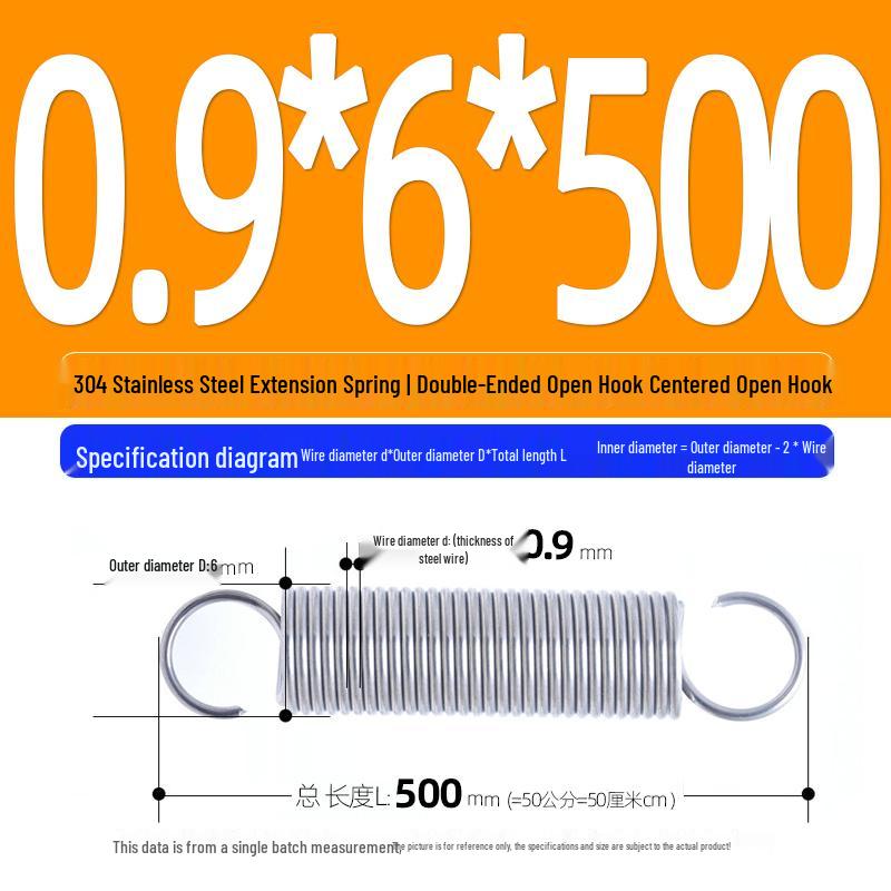 Arc de extensie din oțel inoxidabil 304 de 500 mm cu cârlige deschise și inel cu buclă dublă, personalizabil.