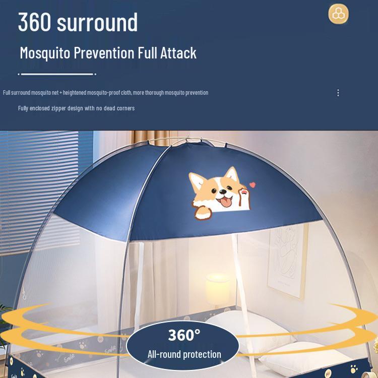 Foldable Mosquito Net Canopy for 1.5-1.8m Beds, Free Installation, Bedroom Yurt Tent