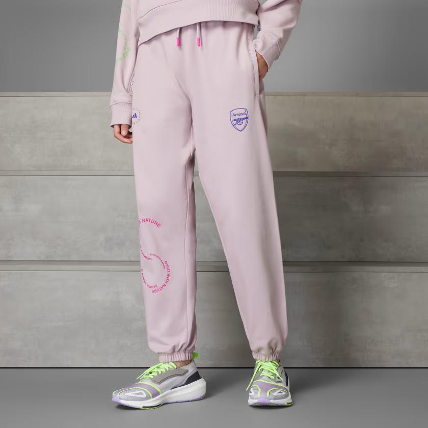 adidas X Stella McCartney Kooperation Buchstabenprint Lockere Bündchen Strick Sporthose Damen Hose Rosa IA1500