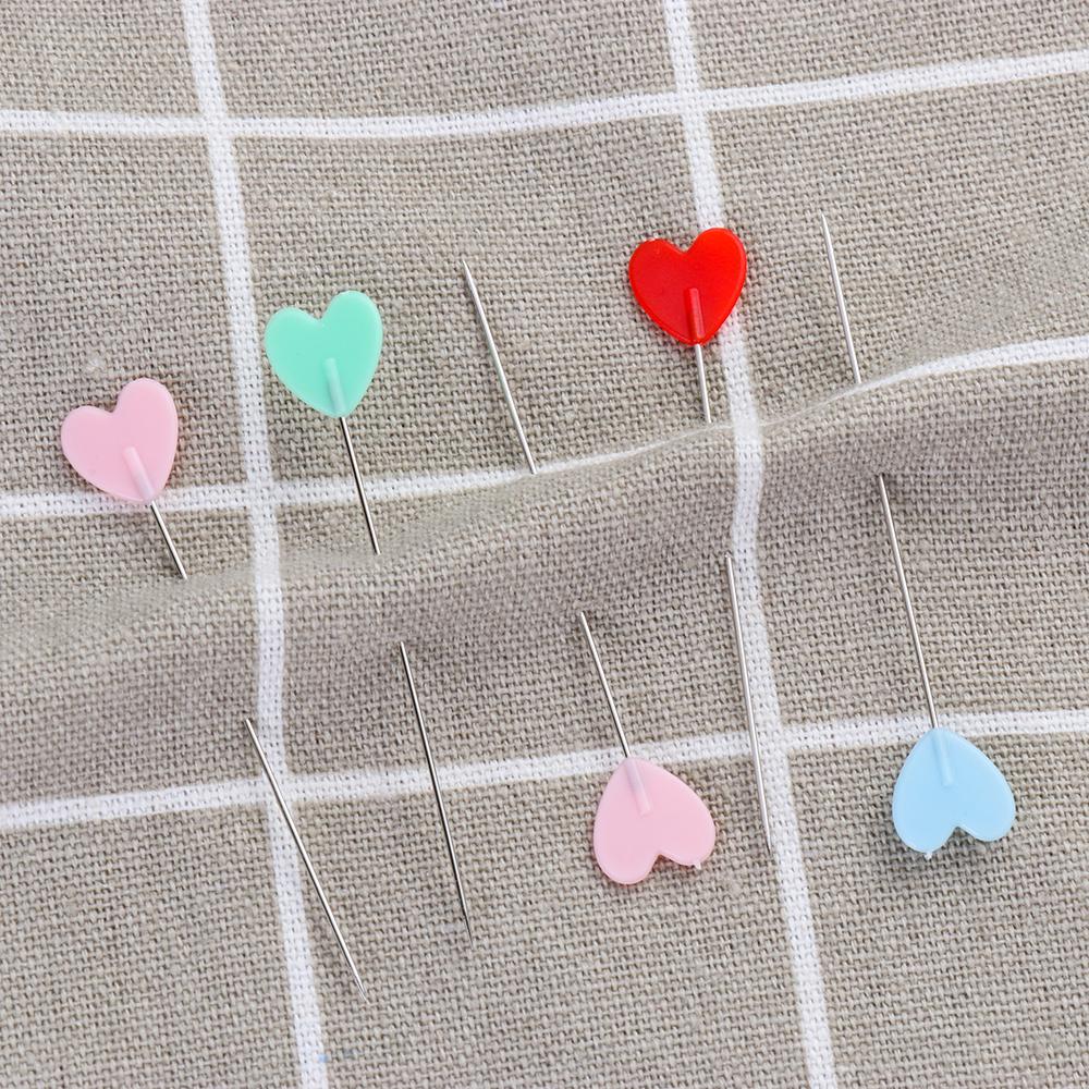 100PCS Craft Needles Mini Head Patchwork Sewing Pin Love Heart Quilting