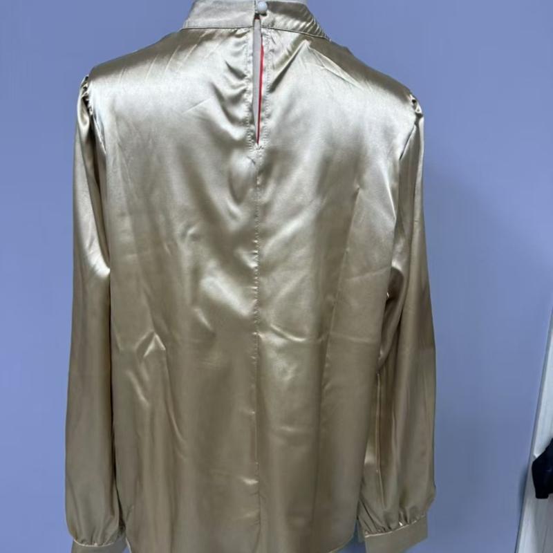 Elegante vintage skjorter med høy krage og løse lanternermer for kvinner, motetopper, ensfarget avslappet bluse, dameklær, enkel kontordameskjorte 26398