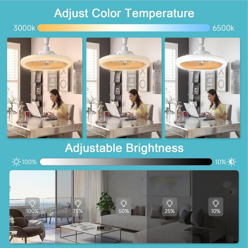 LED Ceiling Fans LED Light Ceiling Fan With Remote Control Wide-Angle 360-Degree Rotating Home Supplies For Kitchen Bathroom