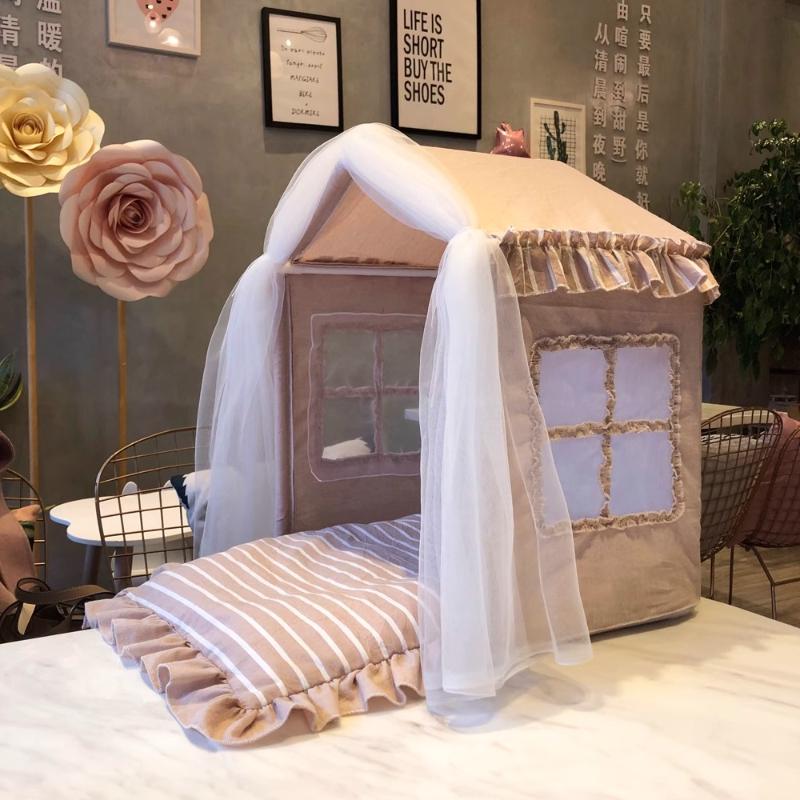 

Cute Cat Beds Tent Indoor Dog s Nest Cat s Nest Washable Small Dog Bed for Summer Pet Nap Leisure Rest Sleeping House Habitat 40X50CM коричневый
