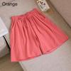 Frauen Sommer Elastische Taille Breite Bein Hosen Kordelzug Shorts Strand Shorts Lose Beiläufige Einfarbig