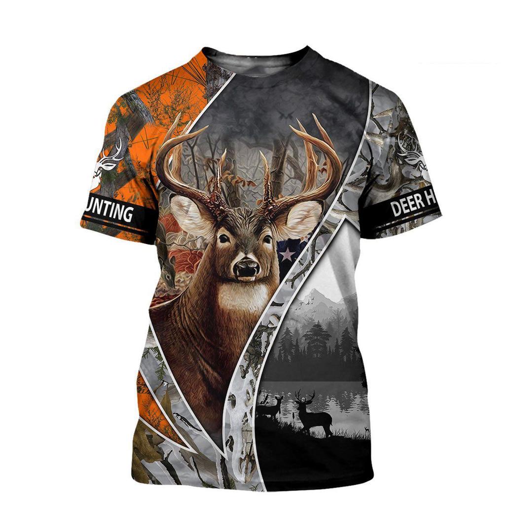 Hunter 3D Print Man's T-Shirt Teenagers Clothes Outdoor Sports Hunting Deer Hunting Short Sleeve Oversize Man T-shirt