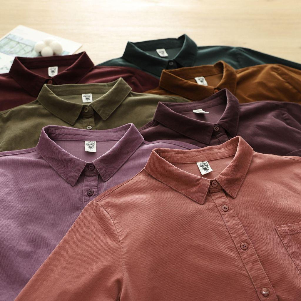 Pure Cotton Corduroy Women's Long Sleeve Shirt - Artistic Casual Style for Spring & Autumn (8372)