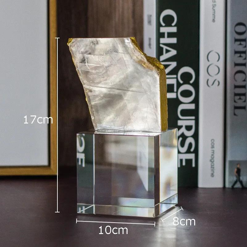 Minimalist Natural Crystal Ore Flower Crafts Ornaments Living Room Decoration Gold Plated Crystal Base Flower Furnishings