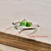Green Enamel Leaf Ring Adjustable Oil Drop Open Ring Women's Ring for Ladies Personality Daily Holiday Party Jewelry Accessories