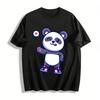Playful Panda Print Casual Short Sleeve Unisex Loose Fit Top Pure Cotton T-shirt