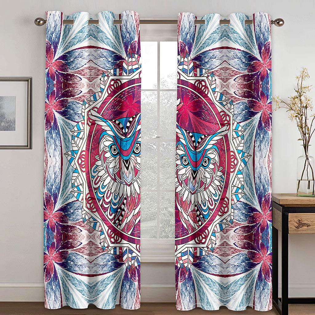 Living Room Blackout Curtain Owl Theme Window Curtains 3D Printed Bedroom Darkening Drapes  Cortinas Para La Sala