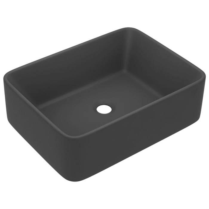 VidaXL Lavabo de Luxe Vasque à Poser de Toilette Lave-mains de Salle de Bain Salle Cosmétique Rectangulaire Gris Foncé Mat 147049