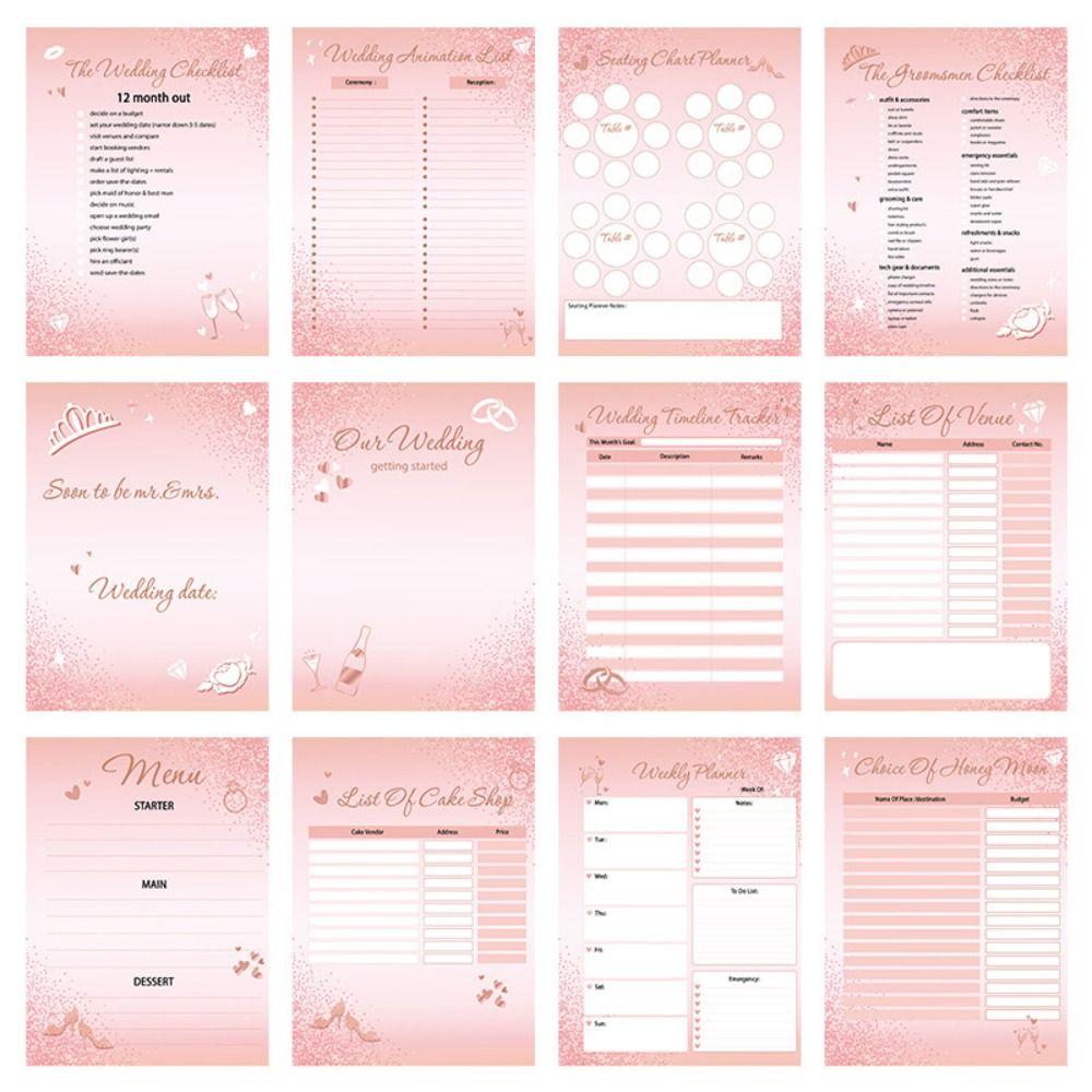 Thick Paper Wedding Planning Book Undated Sparkling Bridal Organizer  Habit Tracker