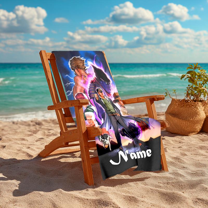 Personalisierte, maßgeschneiderte Strandhandtuch-Muster mit JoJo's Bizarre Adventure - weich, saugfähig, schnelltrocknend, perfekt für Schwimmen, Camping & Baden
