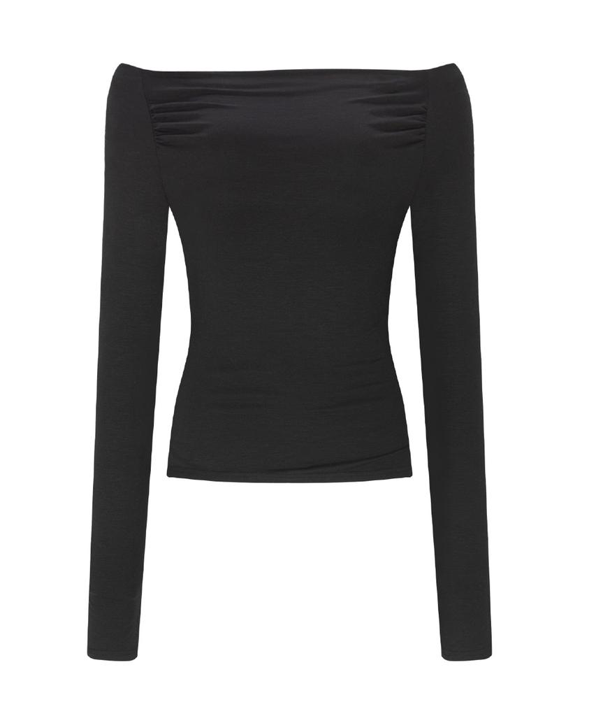 Peullijeunopallou Seni Long Off-Shoulder Top (Black)