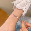 Hollow Heart-Shaped Imitation Pearl Bracelet Unique Design Exquisite Sweet Metal Chain Bracelet Women's Girl Party Jewelry Gifts