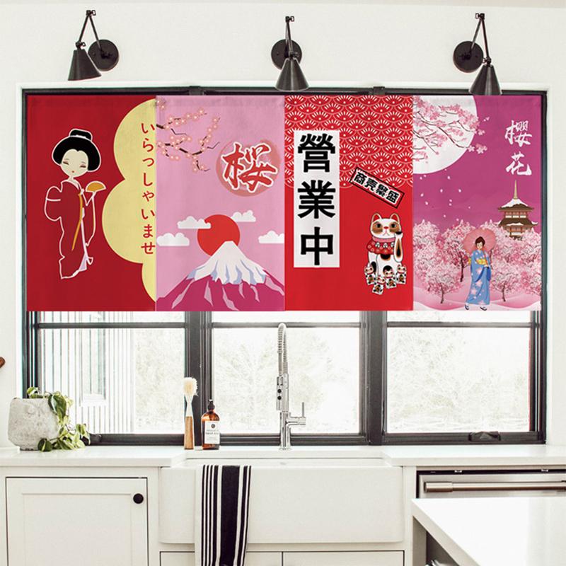 Japanischer Stil Türkopf Halbvorhang Küche Noren Restaurant Küche Izakaya Bistro Dekor Kurze Vorhänge Türöffnung Trennwand