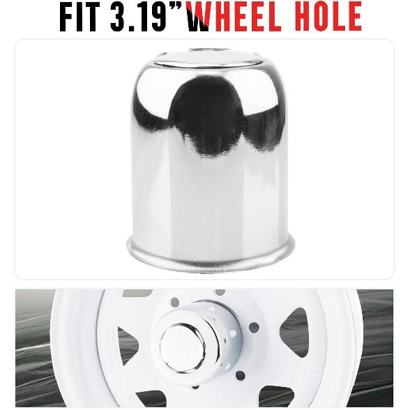 RTRHINOTUNING 1PC Push Through Wheel Center Caps 3.19inch Chrome Silver for Truck Wheels Rim Trailer