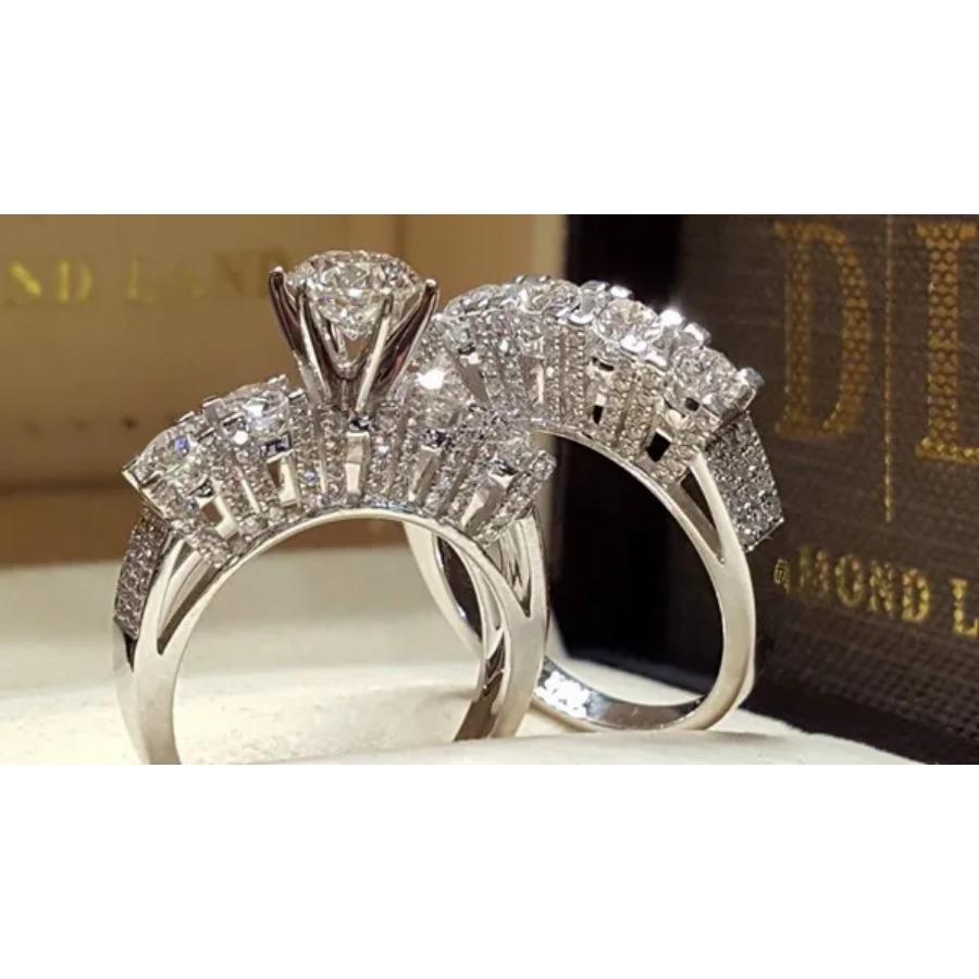 

2pcs/set European and American Fashion Women s Ring Bride Wedding Band Engagement Ring Ring Anniversary Party Ring Jewelry Couple Promise Ring 8 срібний