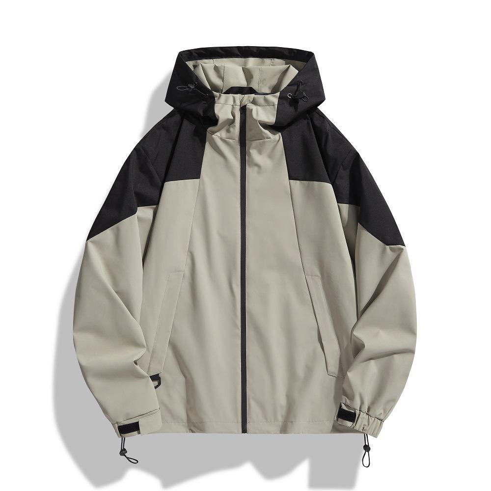 Trendy Spring & Fall Splash-Proof Hooded Jacket for Couples - Street Style Outdoor Casual Wear