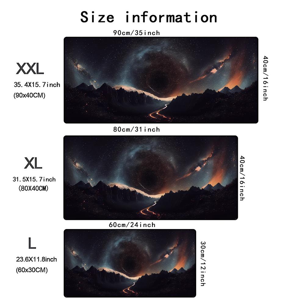Cosmic Starry Sky Mountains Mouse Pad Large Gaming Game Rubber Deskmats XXL Non-Slip Computer Keyboard Mat Laptop Long Mousepad