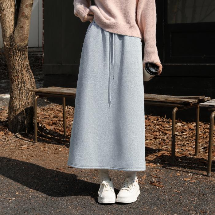 Gray A-line High Waist Women's Skirt - Spring/Autumn 2025 Tencel Hip-Hugging Mid-length with Split