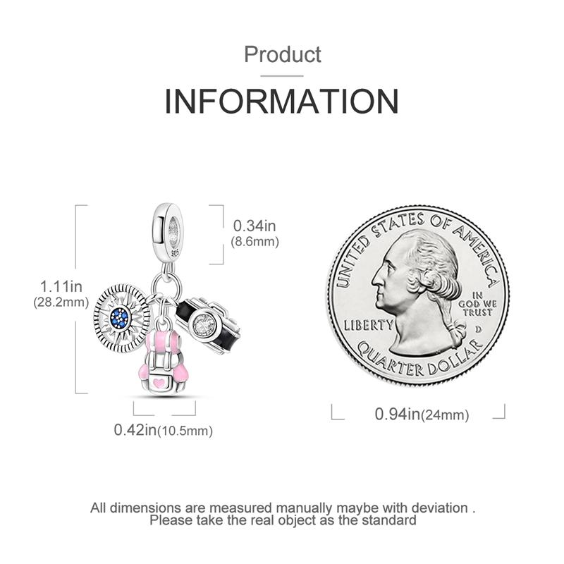 Compass Backpack Camera Charm Bead Charms Copper Authentic Bead Charms Compatible With Authentic Charm Bead Charms Bracelets Bead Charms Jewellery Gif