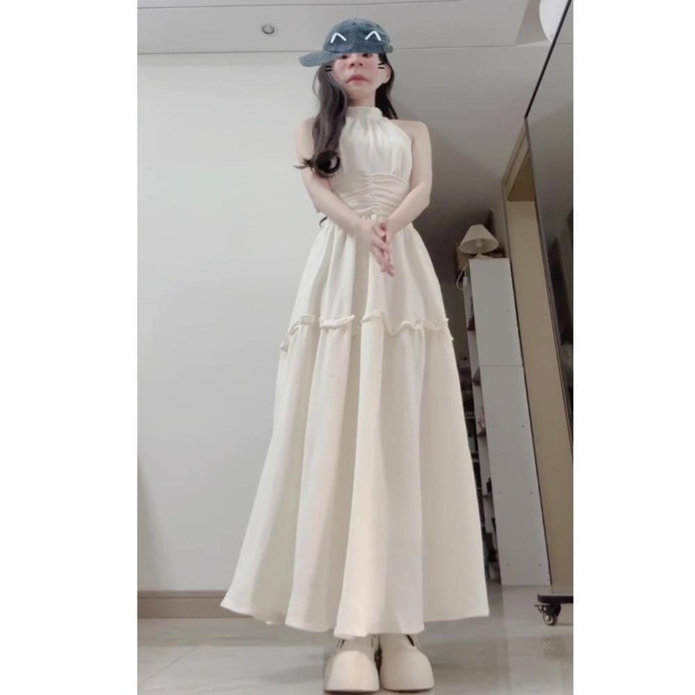 Small Neck Sleeveless Dress for Women's Summer Girls, New Waist and Thin Dress