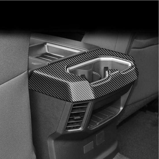 1x Black Carbon fiber Rear Water Cup Holder Trim frame FOR Toyota Tundra -24