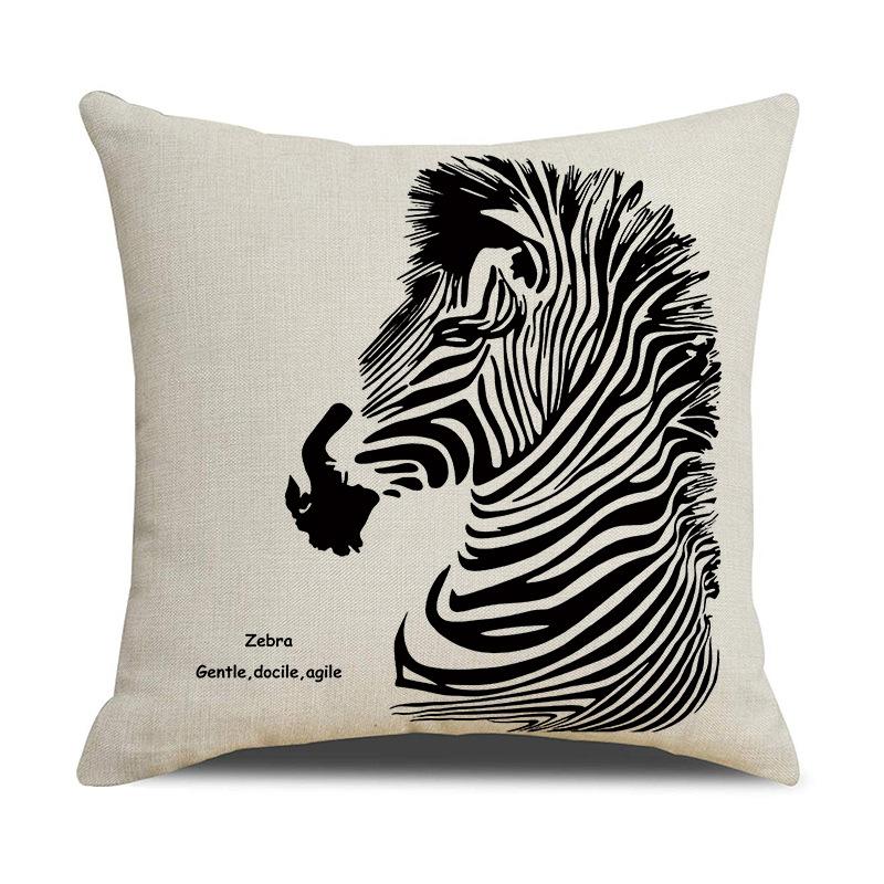 

New Abstract Line Cushion Cover Black and White Zebra Living Room Office Sofa Pillow Cover 45 * 45Cm-linen (excluding pillow core)